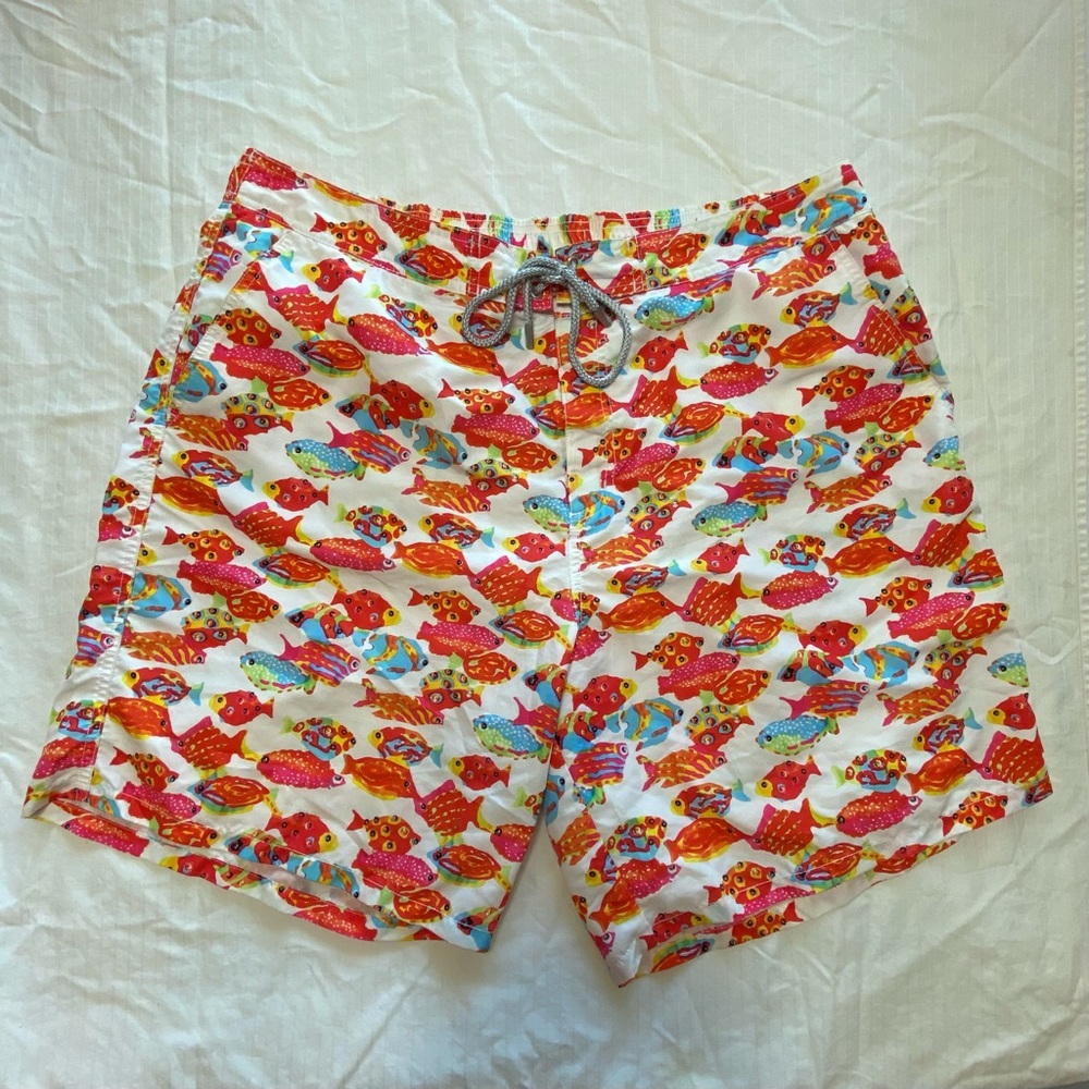 Bugatchi Mens Swim Shorts Tropical fish Print Beach Lined XXL